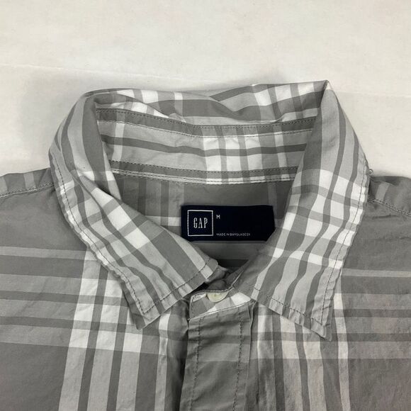 GAP Mens Cotton Button Up Shirt Plaid Long Sleeve Business Casual Top Medium - Picture 3 of 12